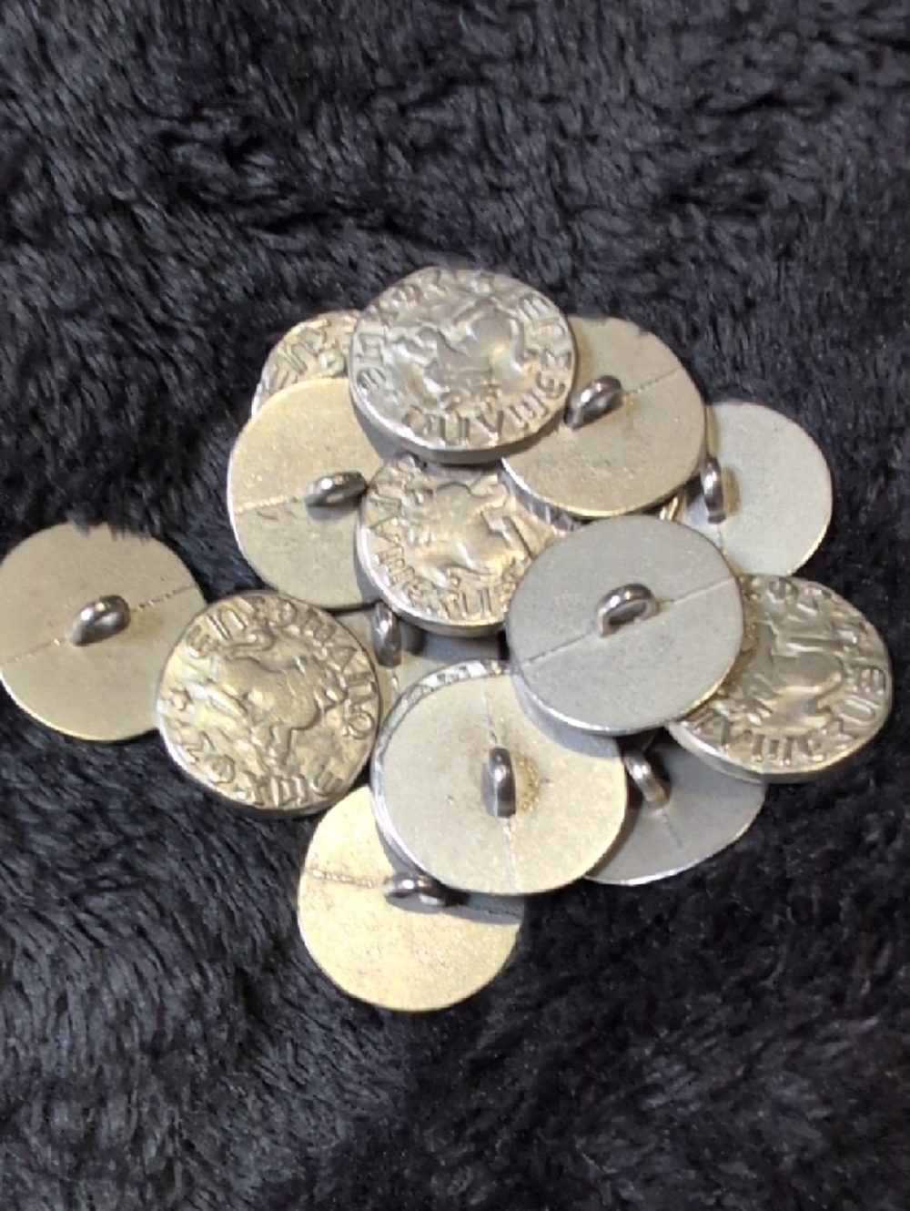 Antique-Style 18- Mid evil Lion Buttons- Silver Tone